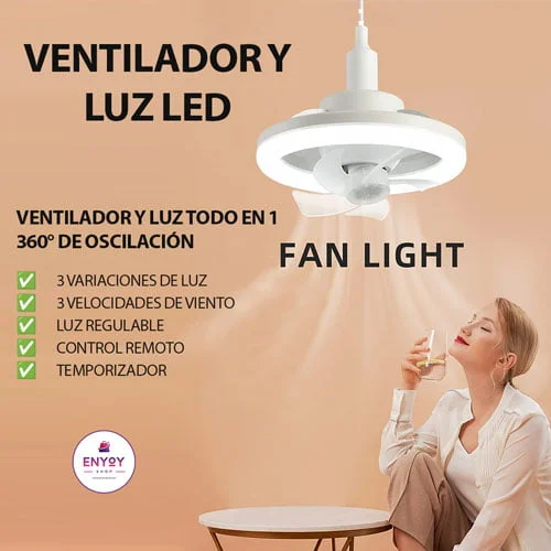 ventilador 360° con luz led