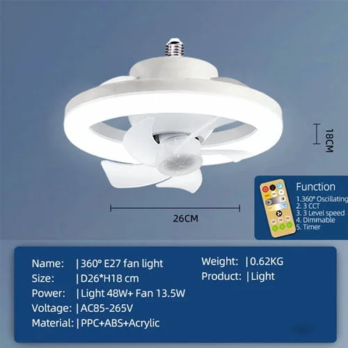 ventilador 360° con luz led