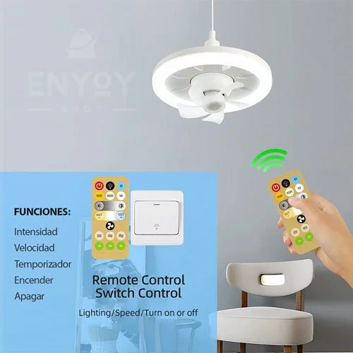 ventilador 360° con luz led