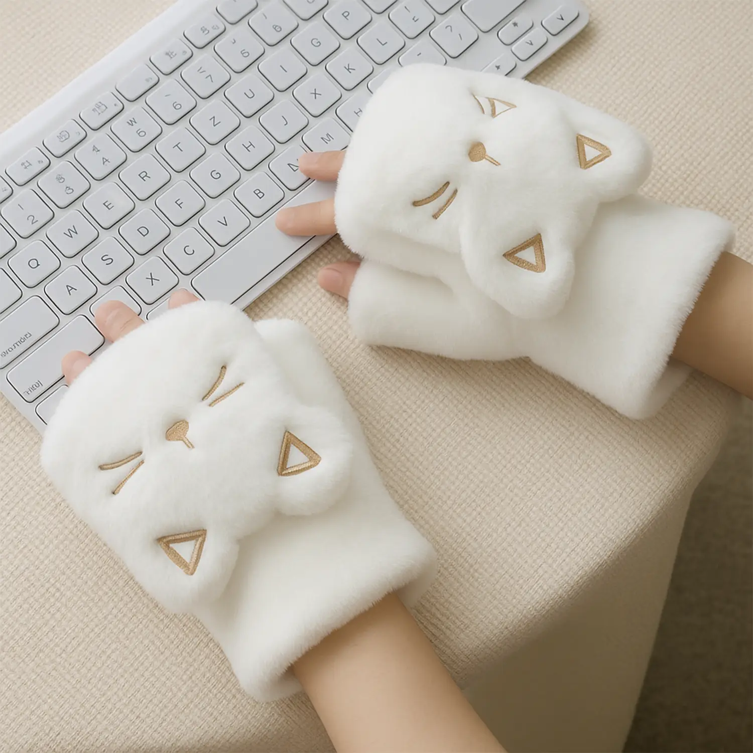 Guantes mitones kawai gatito