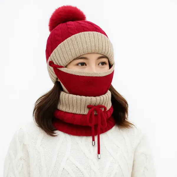 Gorro tejido de 3 piezas