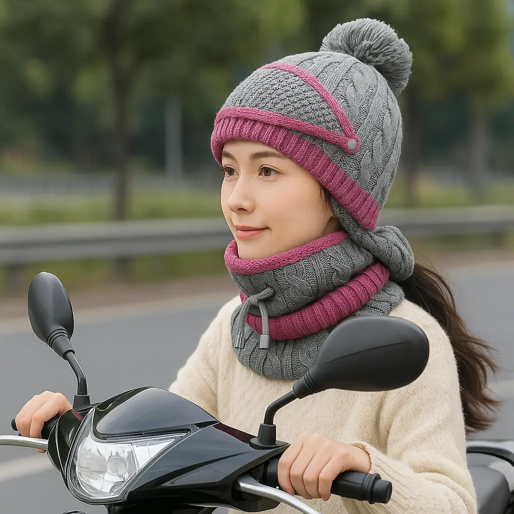Gorro tejido de 3 piezas