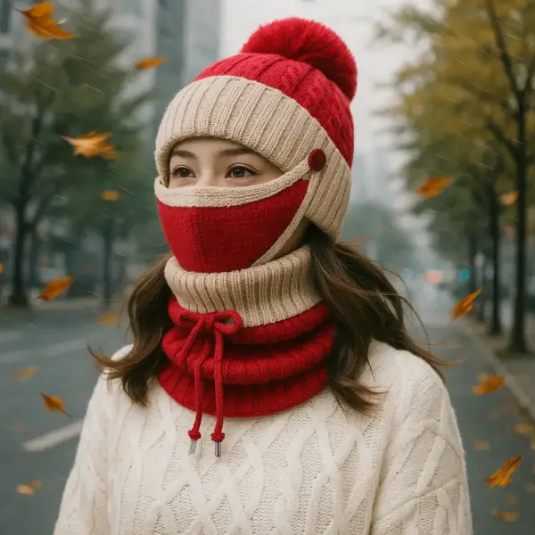 Gorro tejido de 3 piezas
