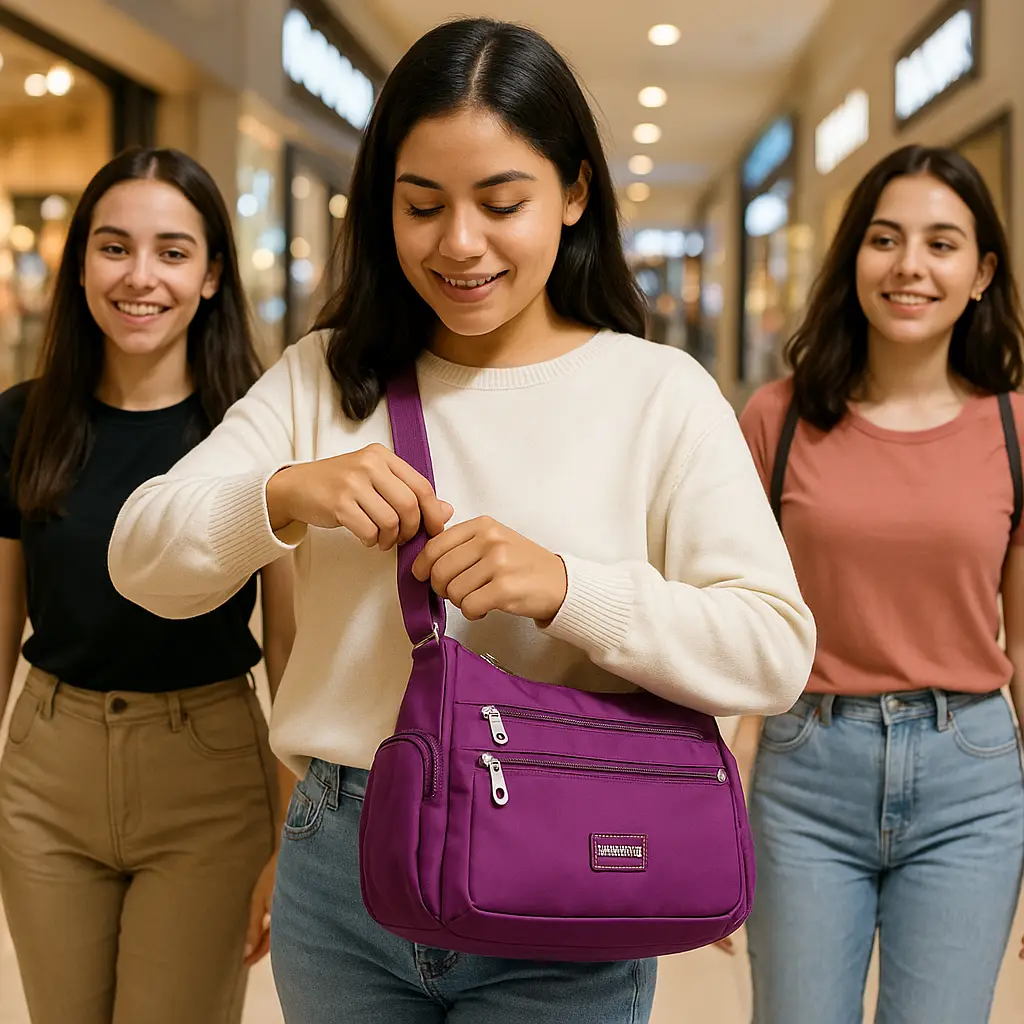 Bolso de hombro con múltiples bolsillos