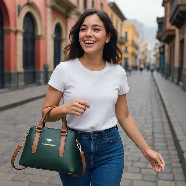 Bolso de Hombro y Mano Verde Oscuro - Imagen 2
