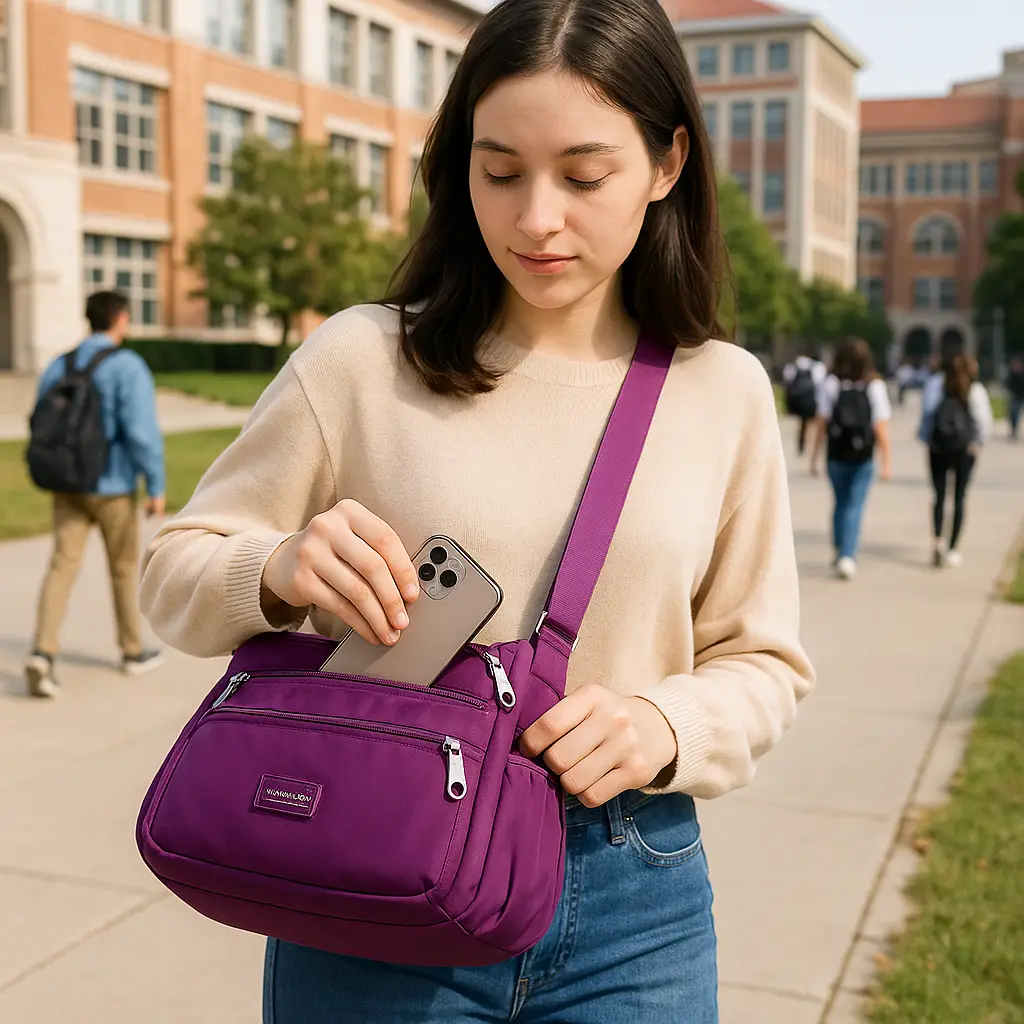 Bolso de hombro con múltiples bolsillos