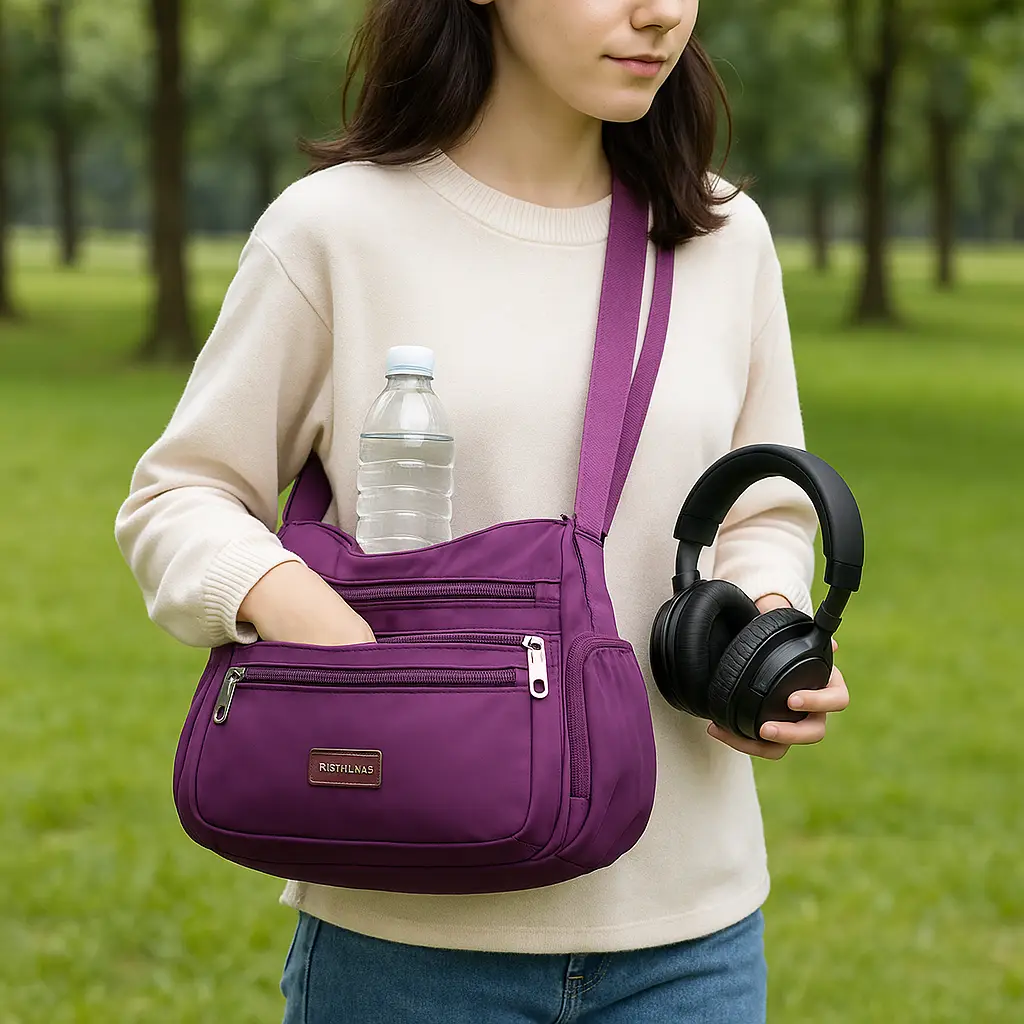 Bolso de hombro con múltiples bolsillos