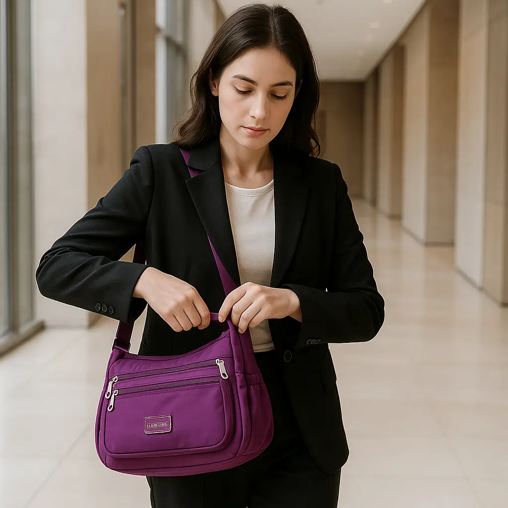 Bolso de hombro con múltiples bolsillos