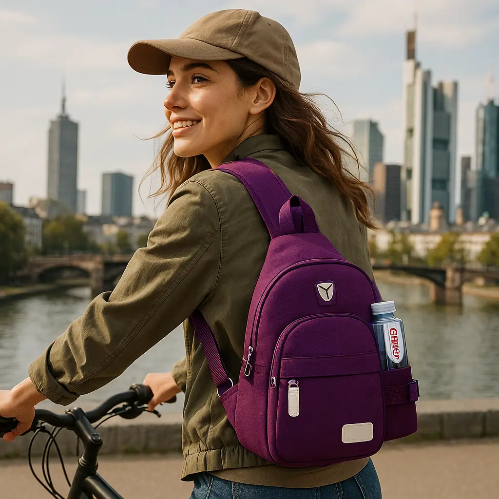 Bolso de Pecho Morado con Correa Ajustable