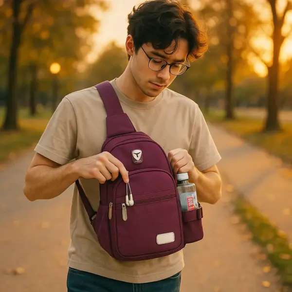 Bolso de Pecho Morado con Correa Ajustable - Imagen 3