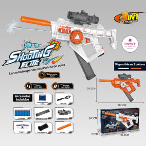 Pistola 3 en 1 lanza hidrogel, dardos y agua