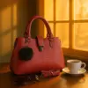 Bolso de hombro y mano con textura detalle pompón