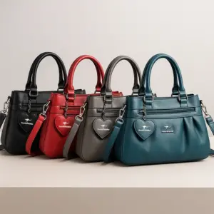Bolso premium de cuero con detalle corazón