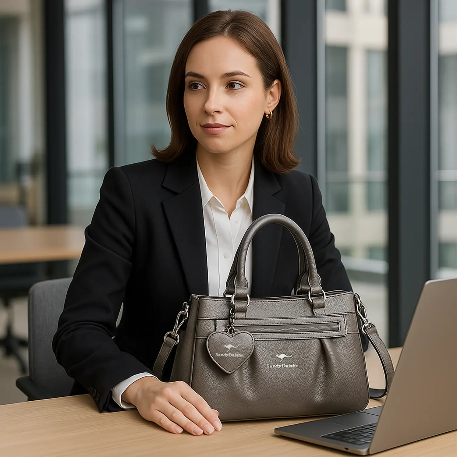 Bolso premium de cuero con detalle corazón