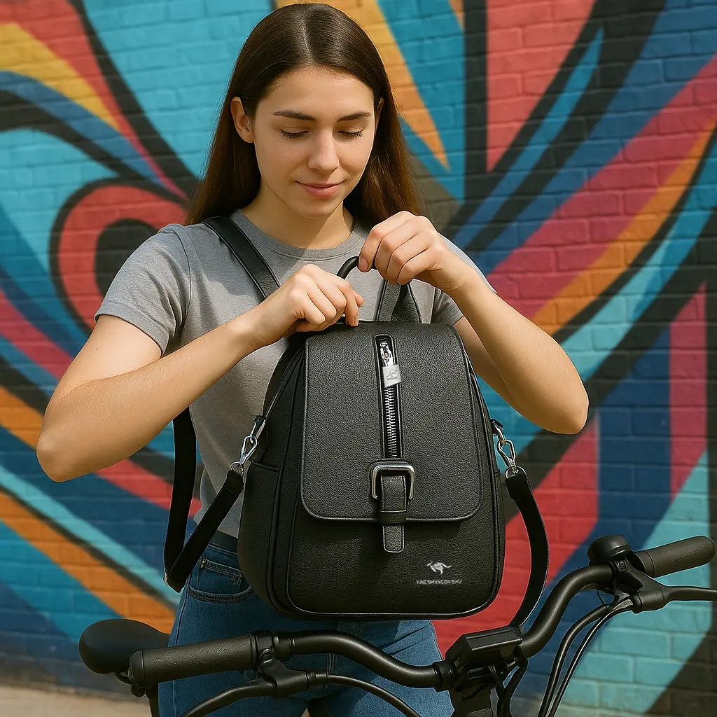 Mochila de cuero urbana