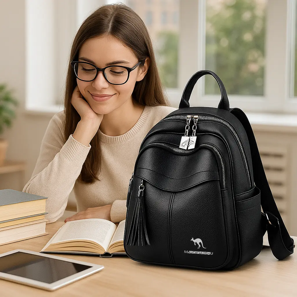 Mochila de cuero para mujer