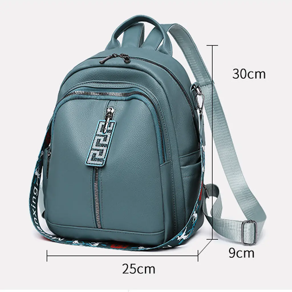 Mochila compacta de cuero para mujer