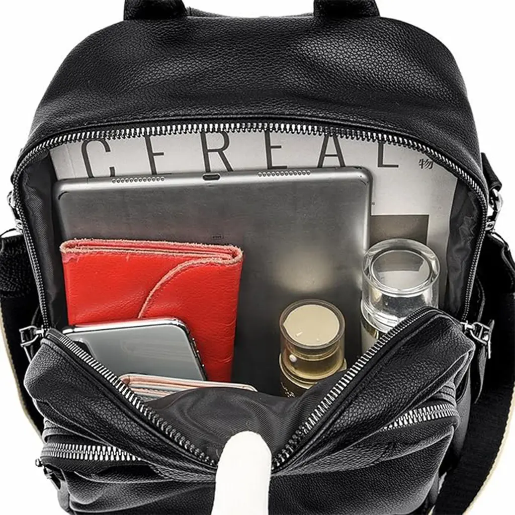 Mochila compacta de cuero para mujer
