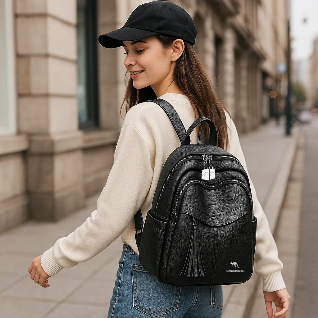 Mochila de cuero para mujer