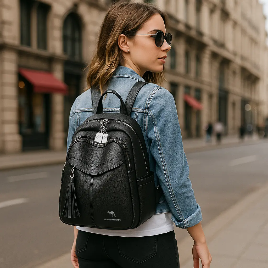 Mochila de cuero para mujer