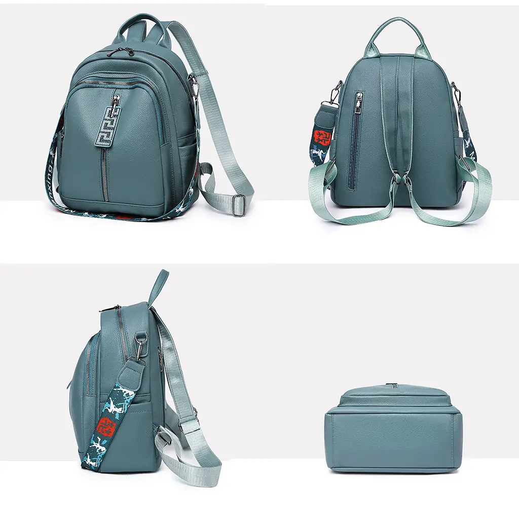 Mochila compacta de cuero para mujer