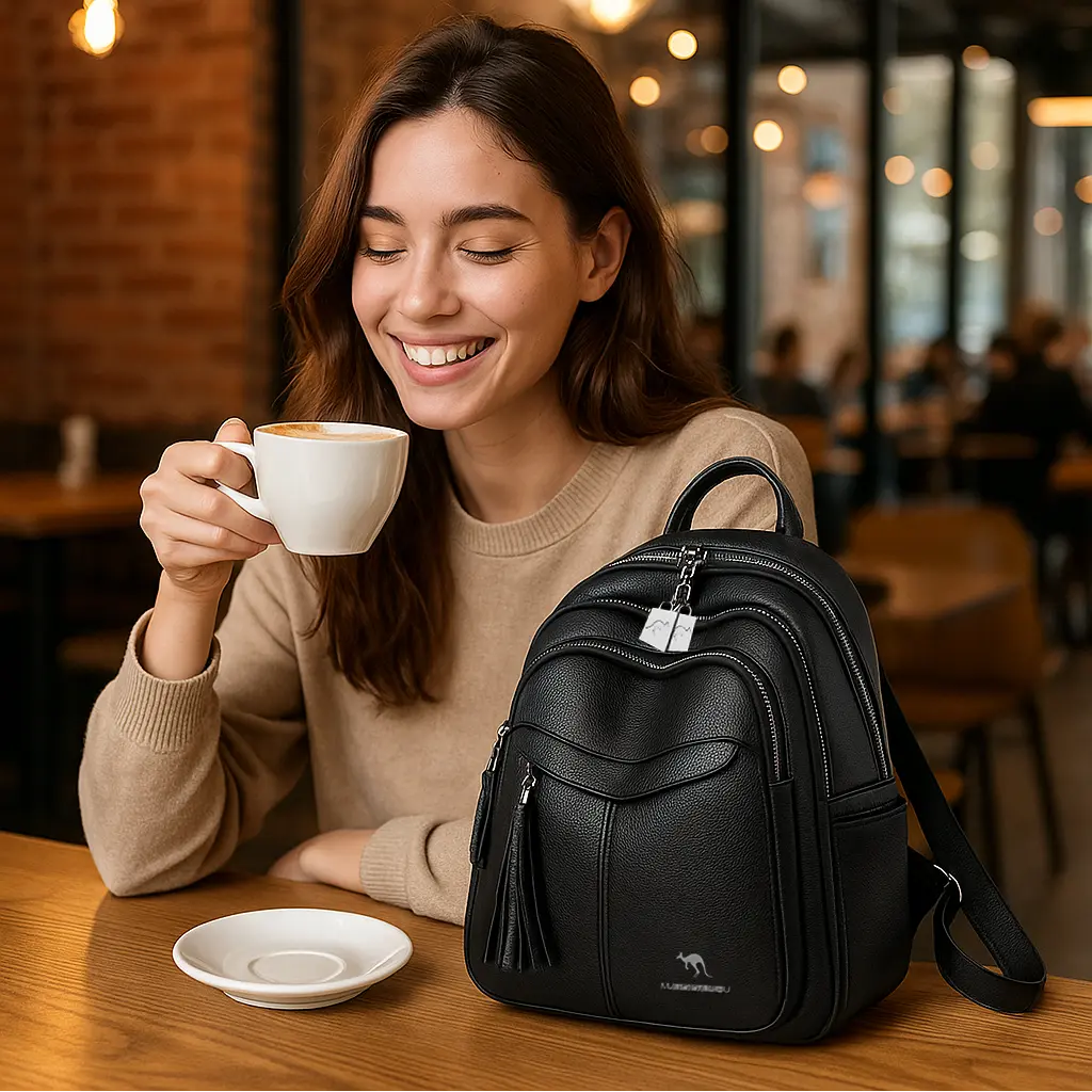 Mochila de cuero para mujer