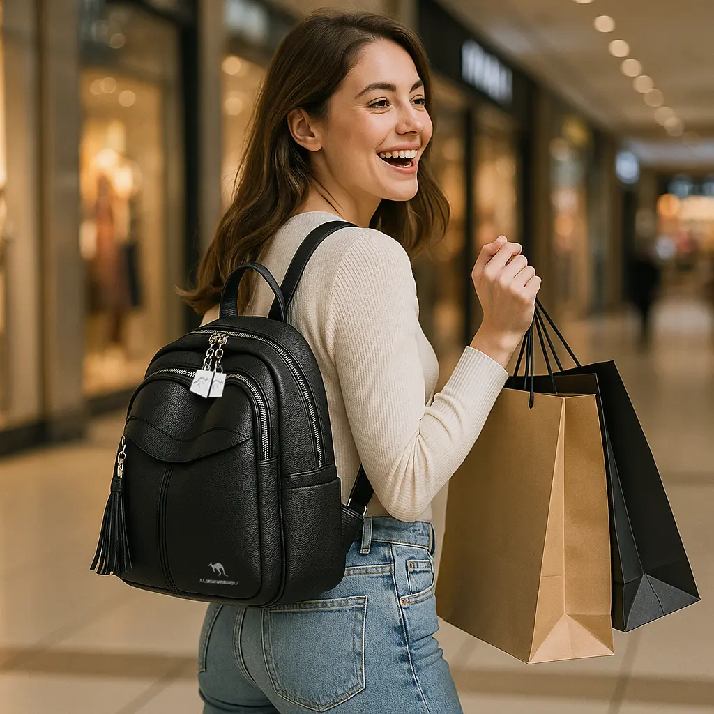 Mochila de cuero para mujer