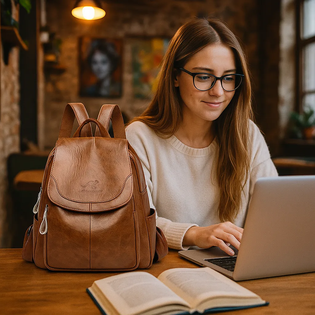 Mochila de cuero moderna y elegante